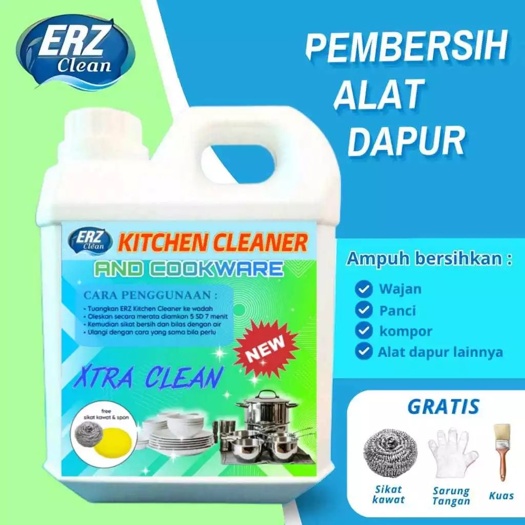 ERZ Clean Kitchen Cleaner Cair Pembersih Kerak Wajan Panci Gosong 1 Liter
