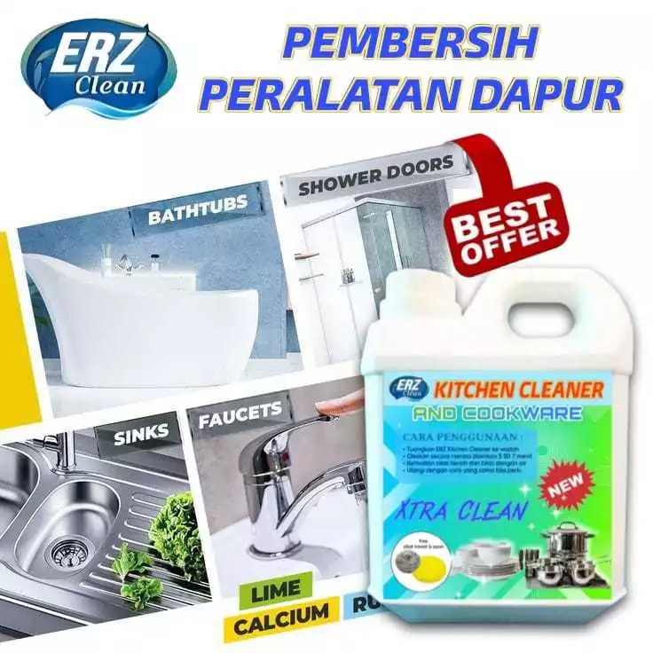 ERZ Clean Kitchen Cleaner Cair Pembersih Kerak Wajan Panci Gosong 1 Liter