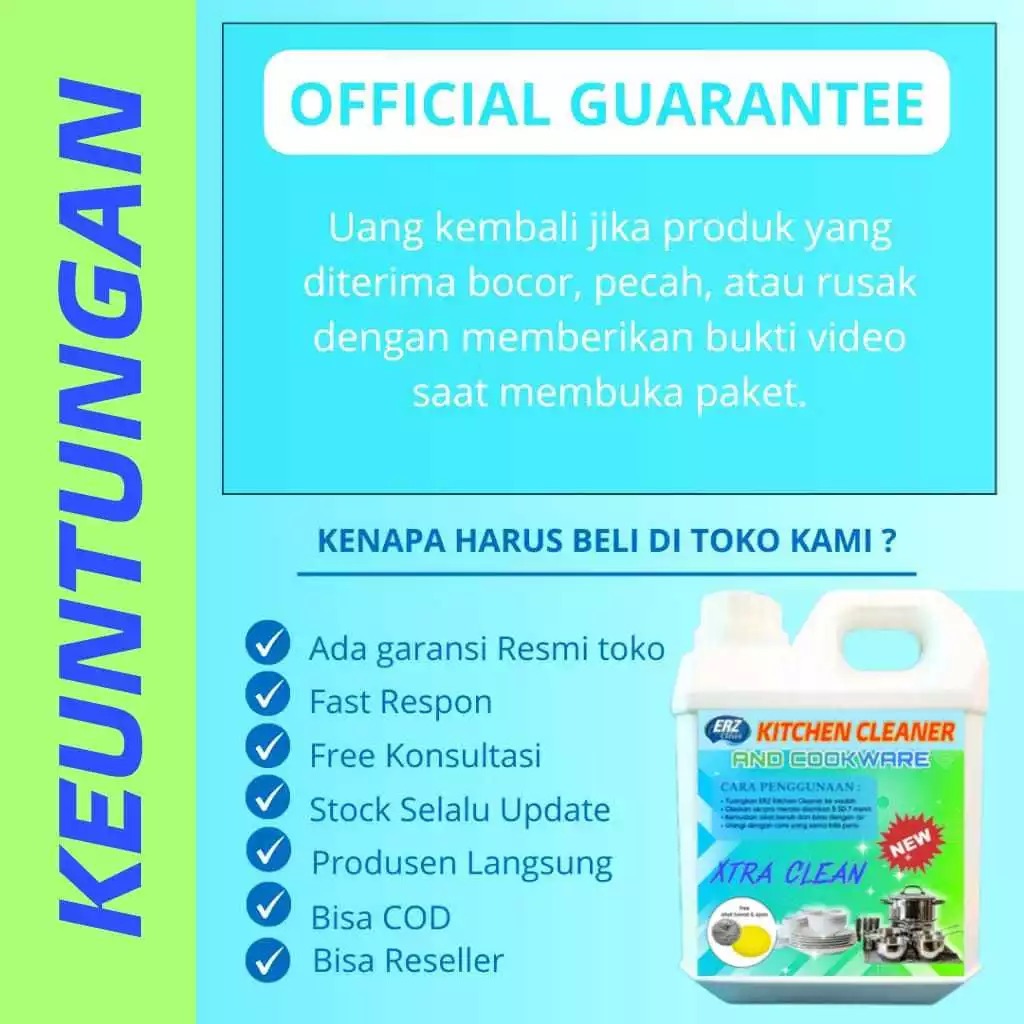 ERZ Clean Kitchen Cleaner Cair Pembersih Kerak Wajan Panci Gosong 1 Liter
