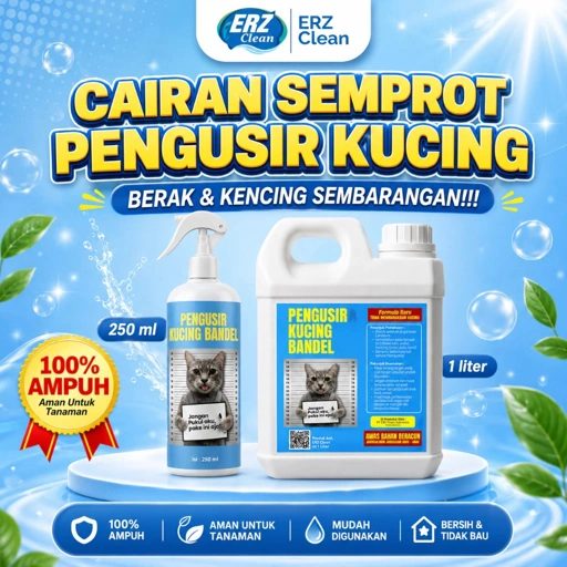 ERZ Clean Pengusir Kucing Spray 250ml dan 1 Liter Bahan Alami Aman Tanpa Racun Ampuh