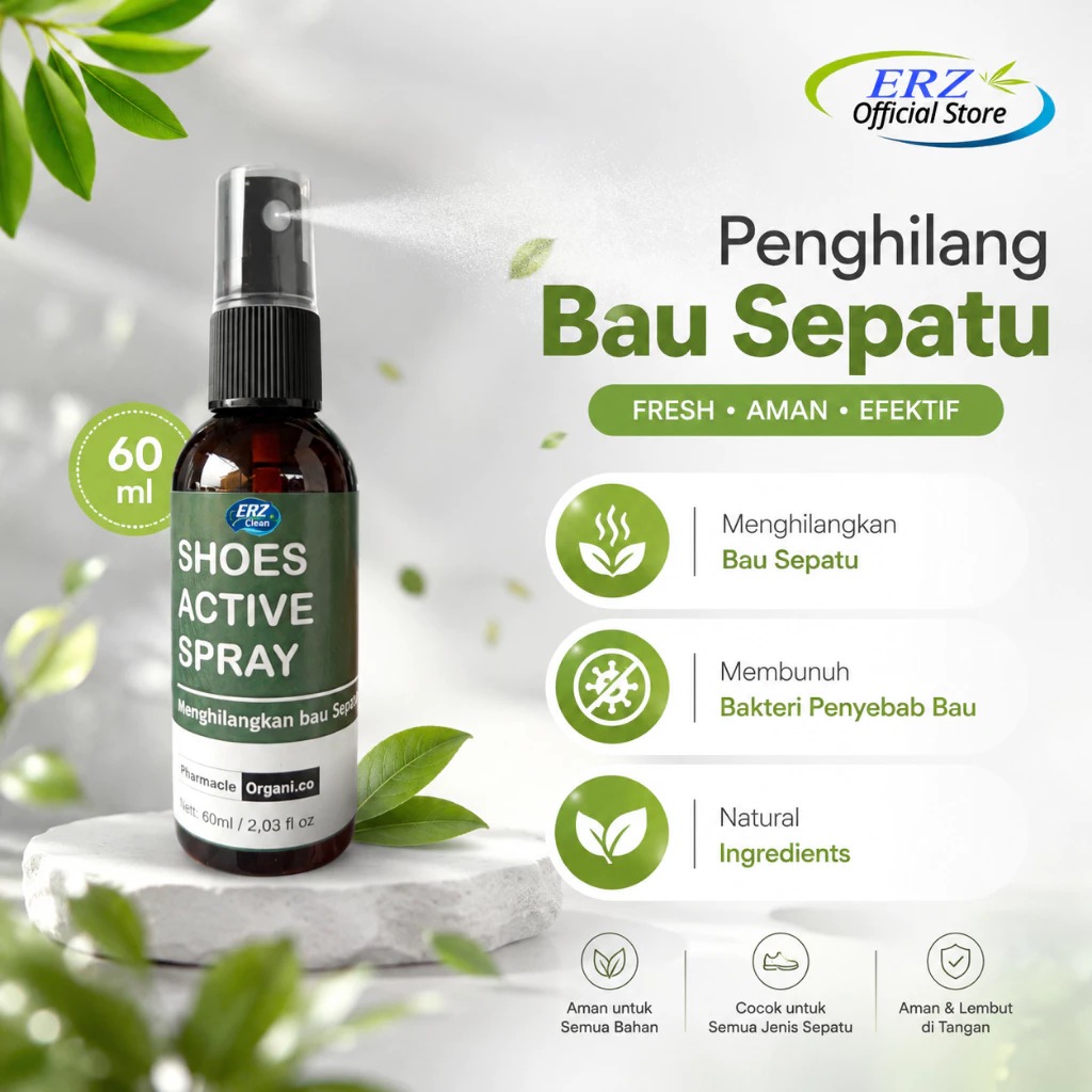 ERZ Clean Shoes Active Spray Parfum Sepatu Anti Bakteri Penghilang Bau 60ml