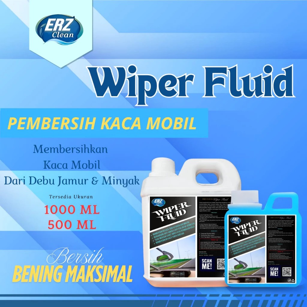 ERZ Clean Wiper Fluid 1 Liter Cairan Pembersih Kaca Mobil Anti Jamur Depan Belakang