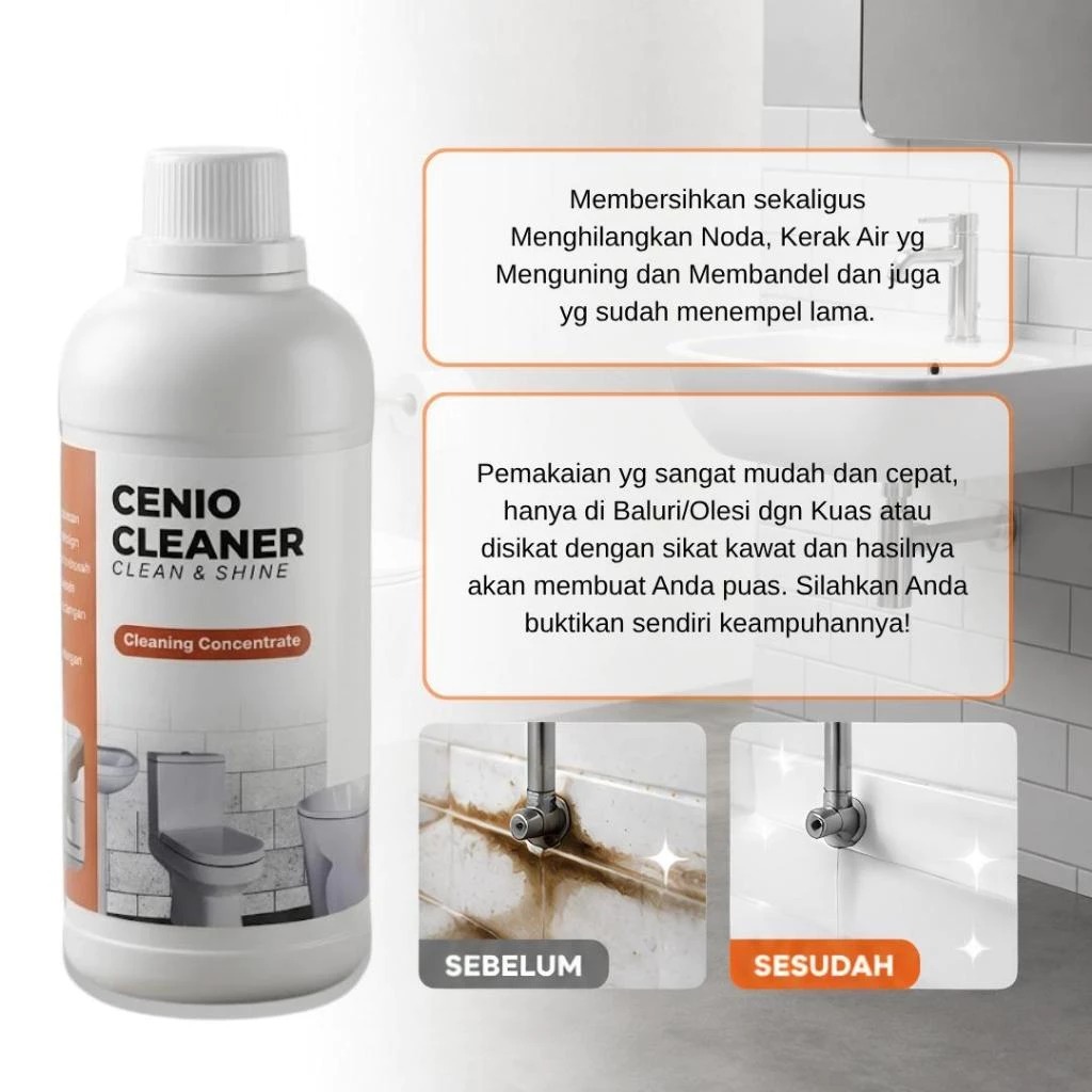ERZ Clean Pembersih Kerak Toilet Kamar Mandi Wastafel Kran 1 Liter cenio cleaner