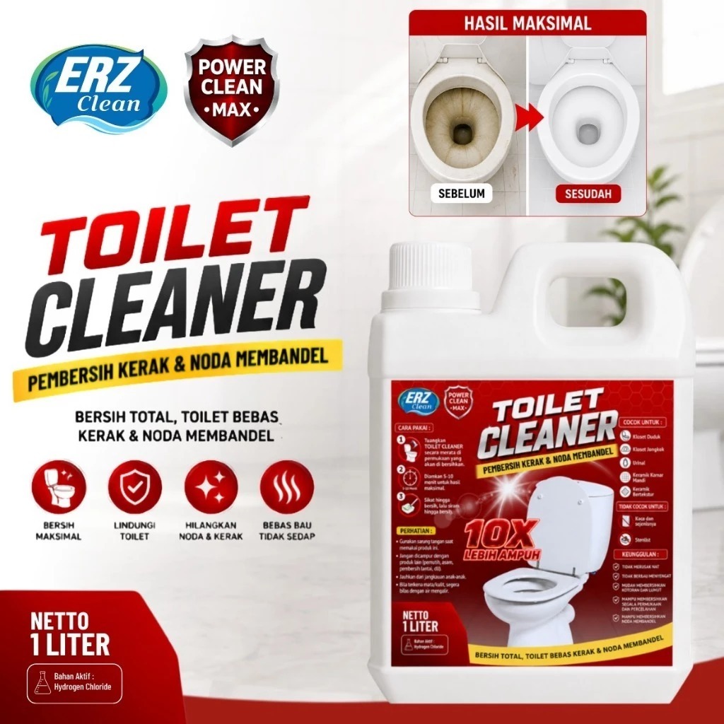 ERZ Clean Toilet Cleaner 1 Liter Pembersih Kamar Mandi WC Kloset Keramik Stainless