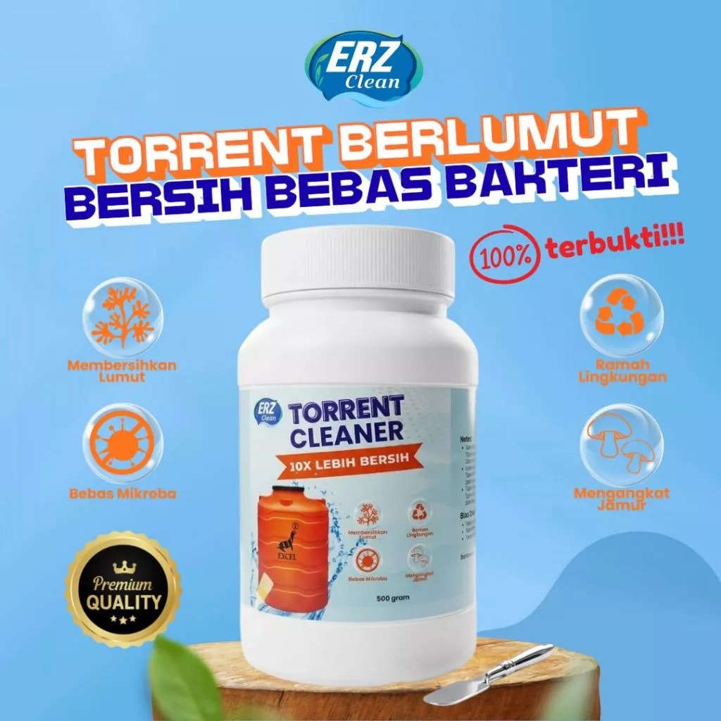 ERZ Clean Serbuk Pembersih Toren Air Anti Lumut Tandon Sumur Tangki Paralon Tanpa Sikat 500 gram