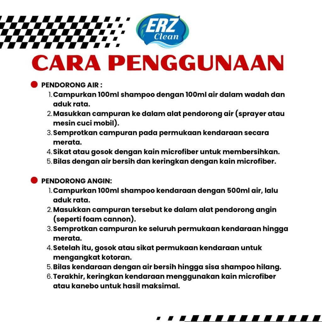 ERZ Clean Shampo Motor Mobil 1 Liter Super Touchless Busa Melimpah Tanpa Sentuh