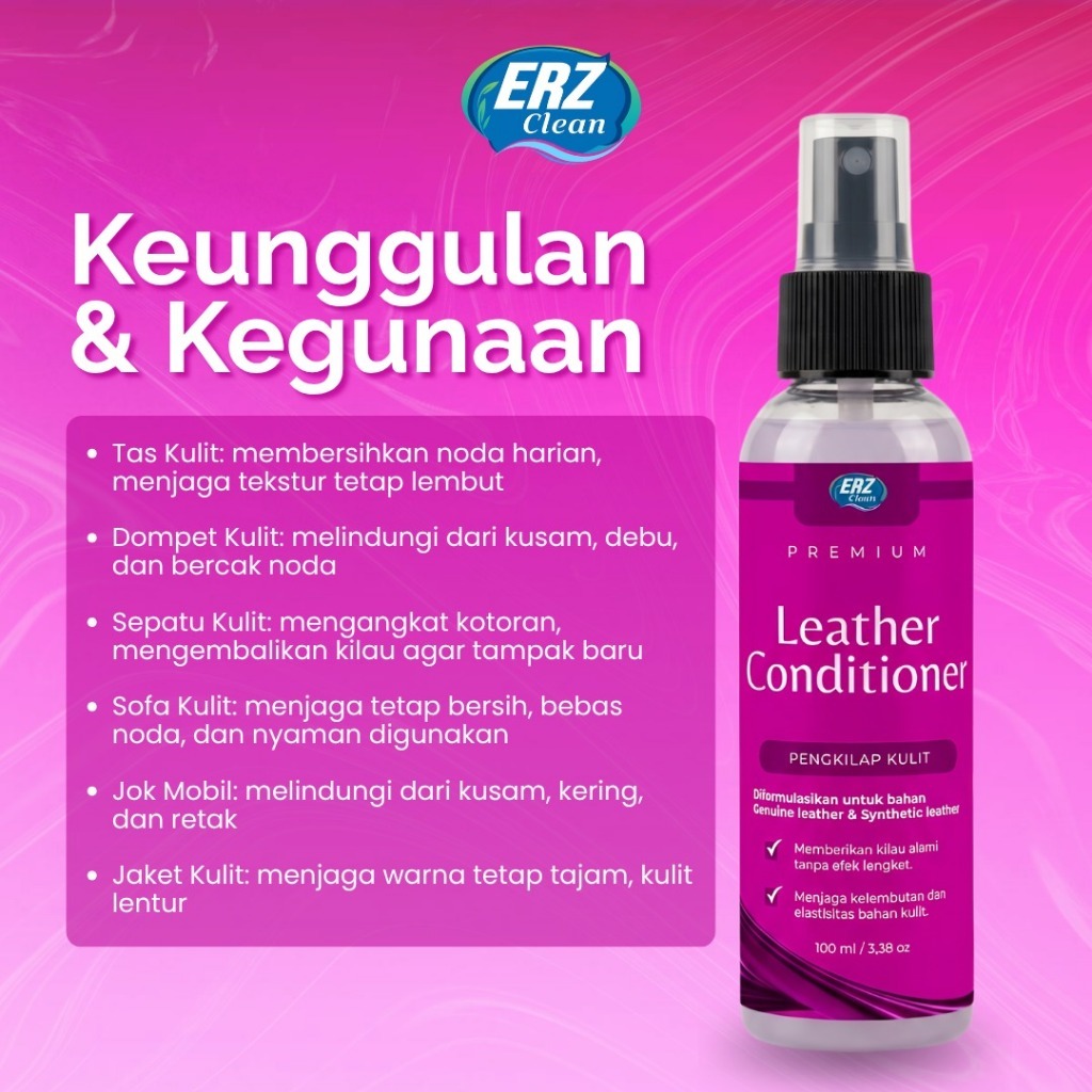 ERZ Clean Pembersih Tas Jaket Sepatu Kulit Anti Jamur Perawatan Premium 100ml