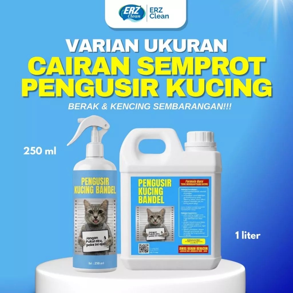 ERZ Clean Pengusir Kucing Spray 250ml dan 1 Liter Bahan Alami Aman Tanpa Racun Ampuh