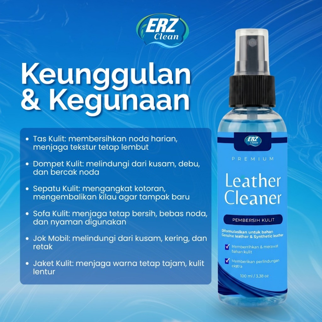 ERZ Clean Pembersih Tas Jaket Sepatu Kulit Anti Jamur Perawatan Premium 100ml