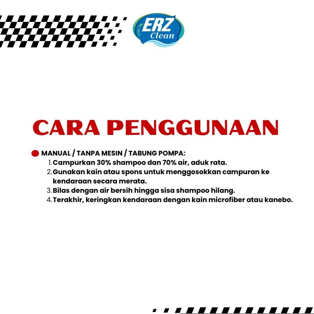 ERZ Clean Shampo Motor Mobil 1 Liter Super Touchless Busa Melimpah Tanpa Sentuh