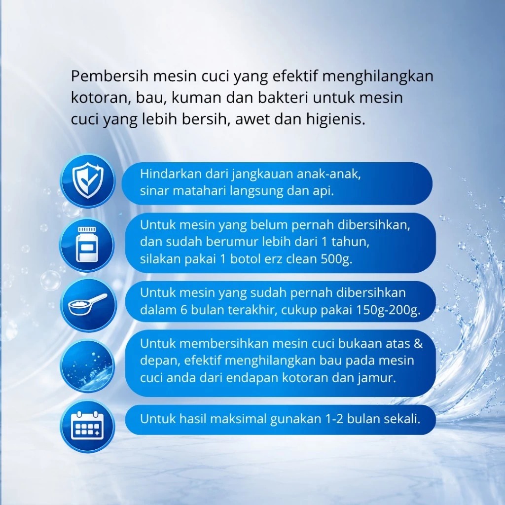 ERZ Clean Washing Machine Cleaner Pembersih Mesin Cuci - Membersihkan Kotoran, Bakteri & Bau pada Mesin Cuci - ERZ Clean
