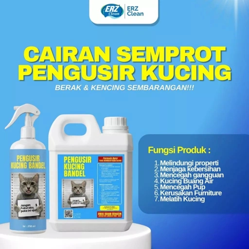 ERZ Clean Pengusir Kucing Spray 250ml dan 1 Liter Bahan Alami Aman Tanpa Racun Ampuh