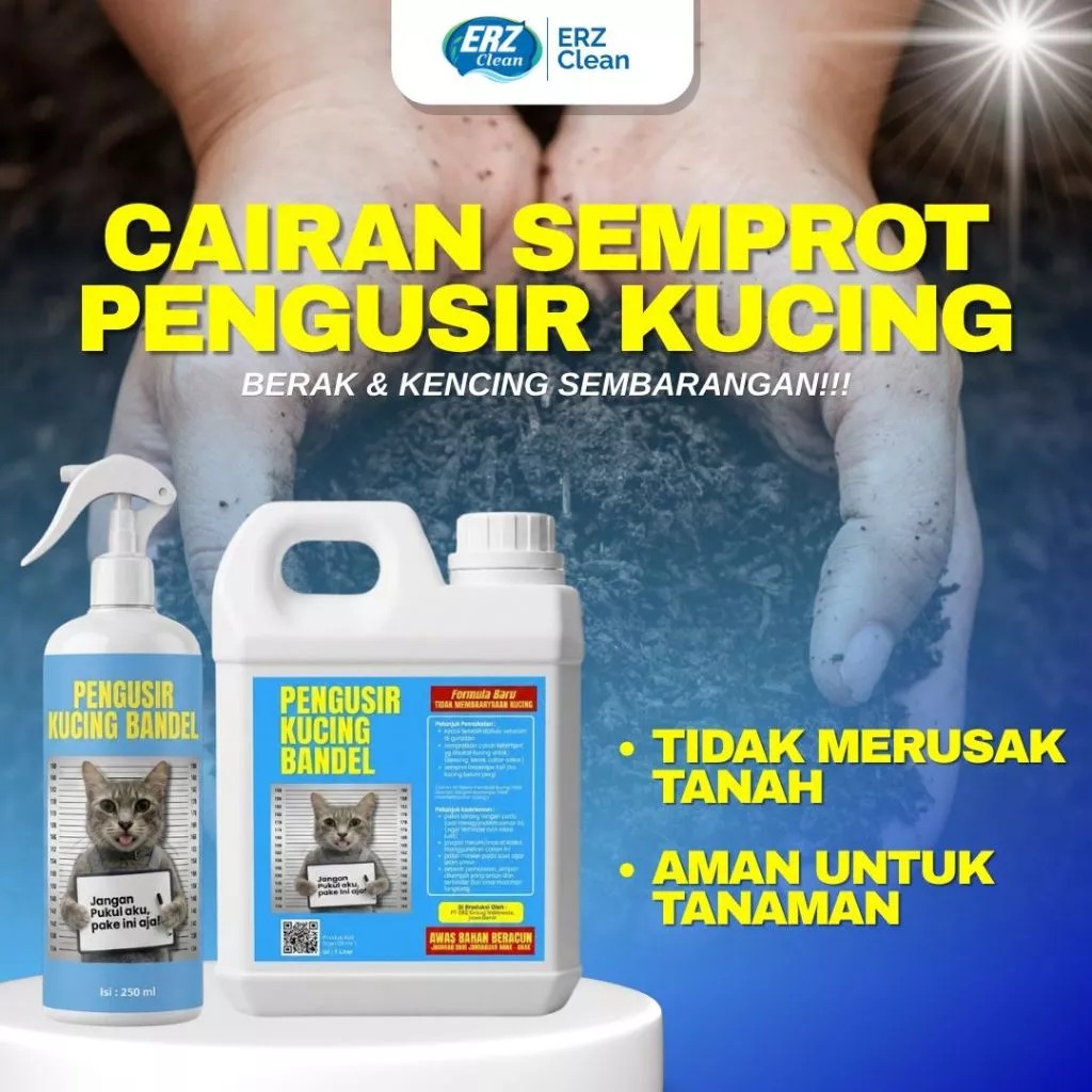 ERZ Clean Pengusir Kucing Spray 250ml dan 1 Liter Bahan Alami Aman Tanpa Racun Ampuh