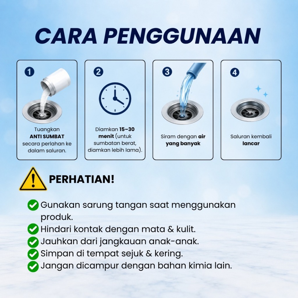 ERZ Clean Anti Sumbat Aman Pipa PVC Cairan Pembersih WC Wastafel Mampet