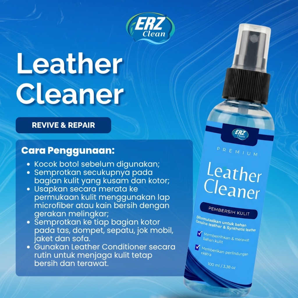 ERZ Clean Pembersih Tas Jaket Sepatu Kulit Anti Jamur Perawatan Premium 100ml