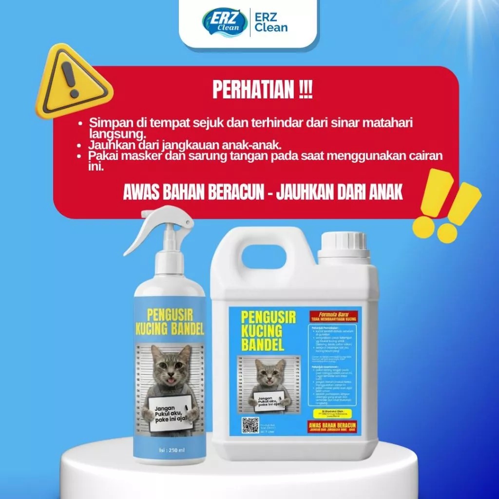 ERZ Clean Pengusir Kucing Spray 250ml dan 1 Liter Bahan Alami Aman Tanpa Racun Ampuh