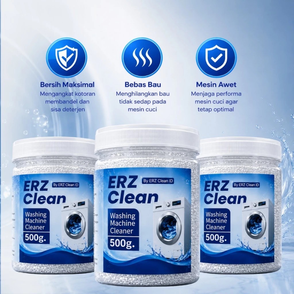 ERZ Clean Washing Machine Cleaner Pembersih Mesin Cuci - Membersihkan Kotoran, Bakteri & Bau pada Mesin Cuci - ERZ Clean