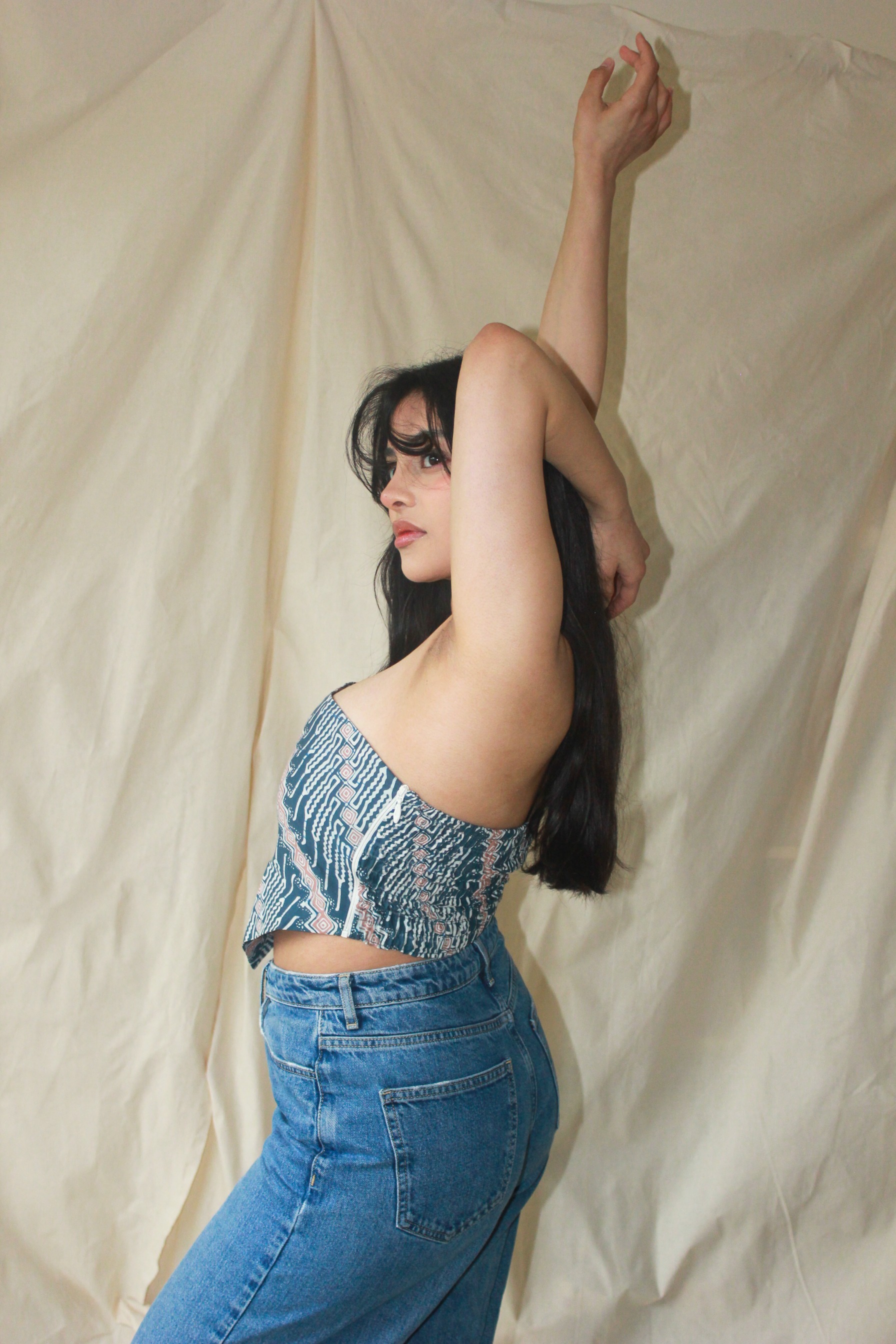 Scarf top Blue / Orange