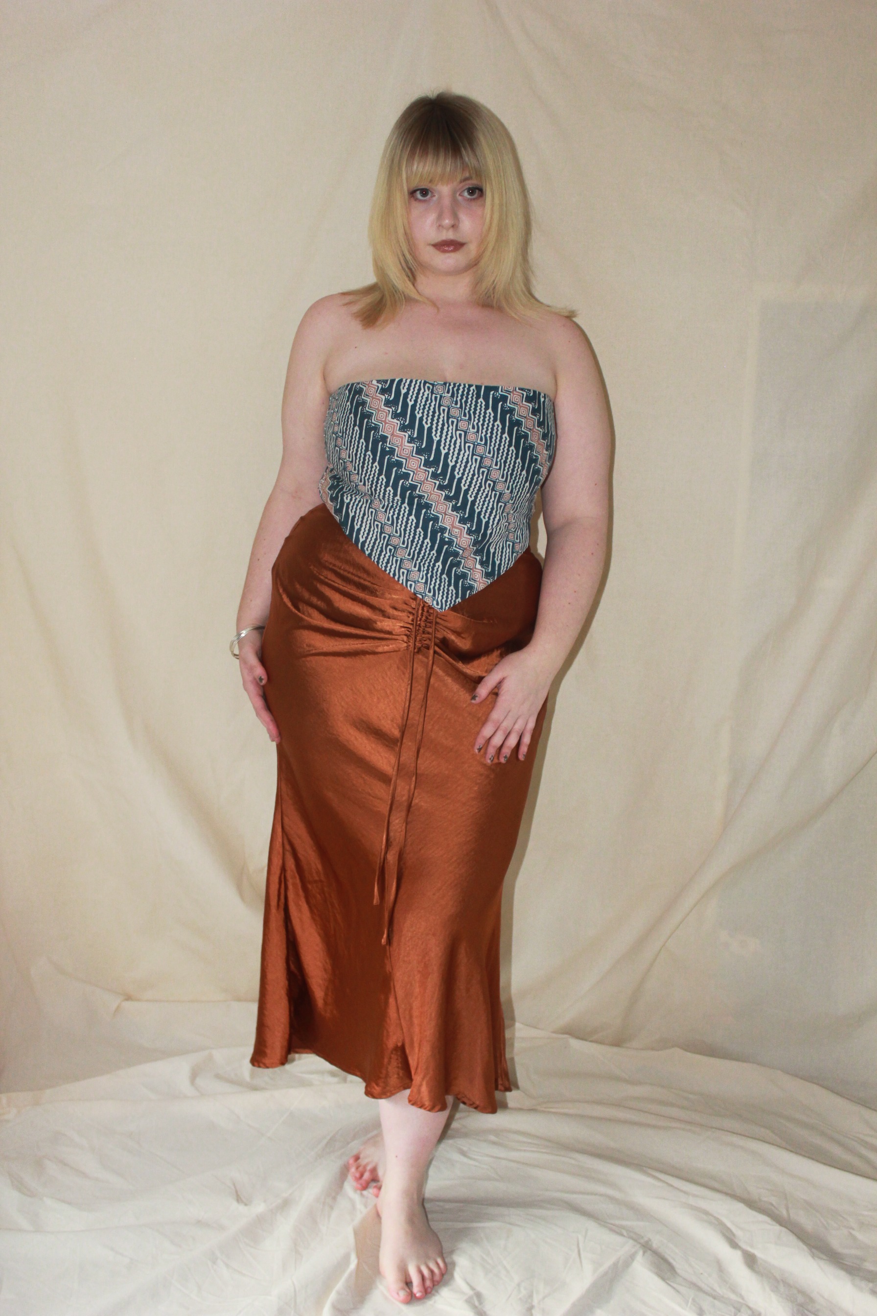 Scarf top Blue / Orange