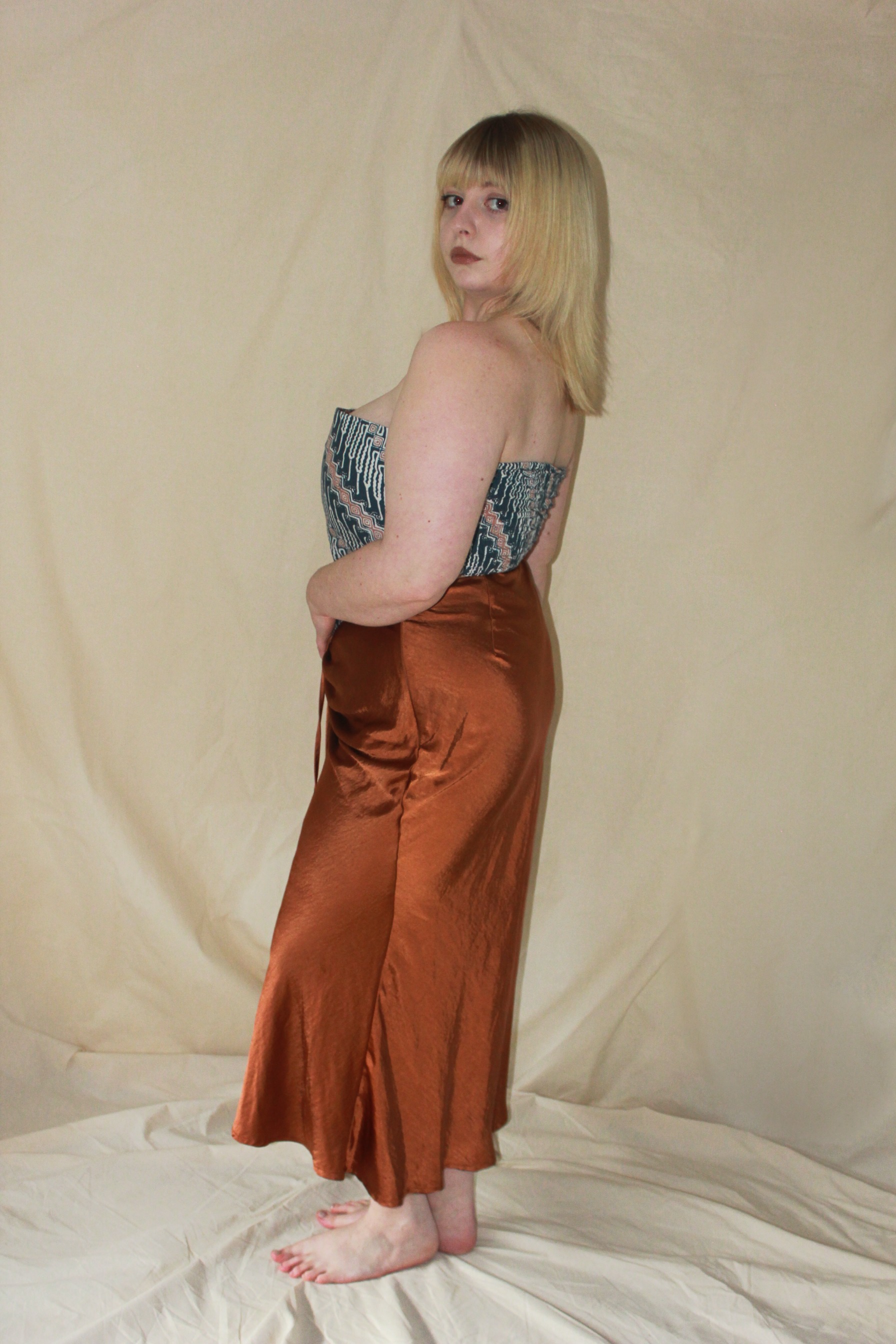 Scarf top Blue / Orange