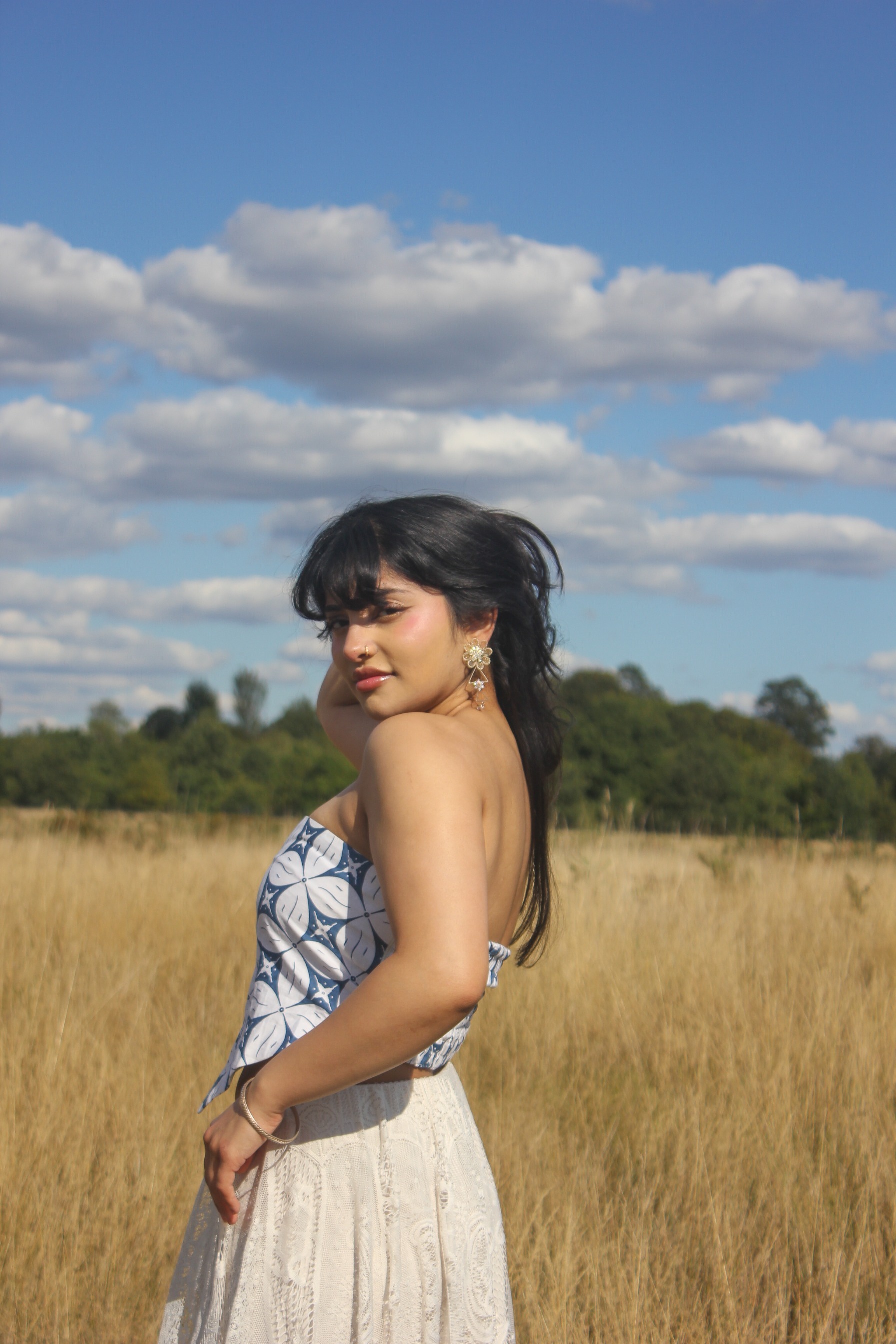 Scarf top: White/Blue