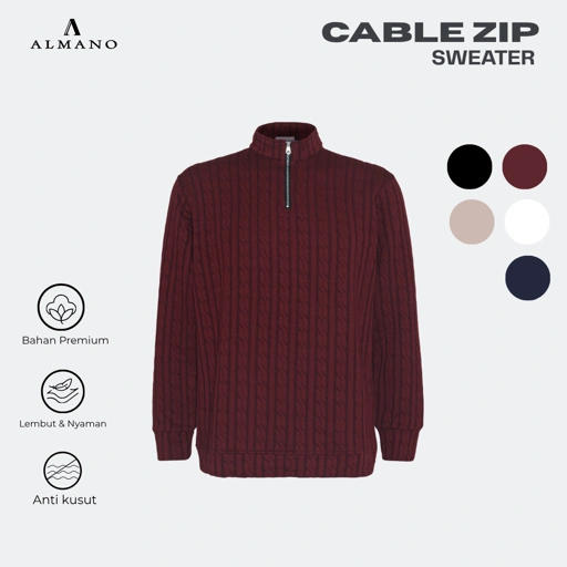 Cable Upper Zip Knit Sweater