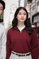 Cable Upper Zip Knit Sweater