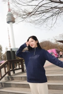 Cable Upper Zip Knit Sweater