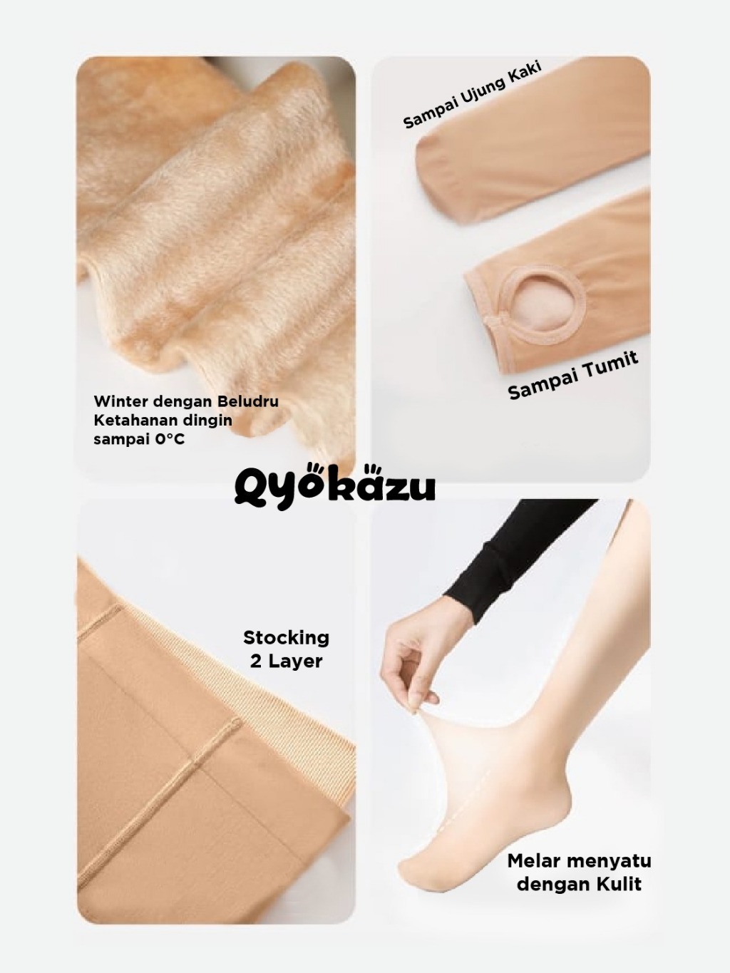QYOKAZU Bare Leg like through UV stocking WINTER kulit jepang Terlihat seperti kulit kaki asli