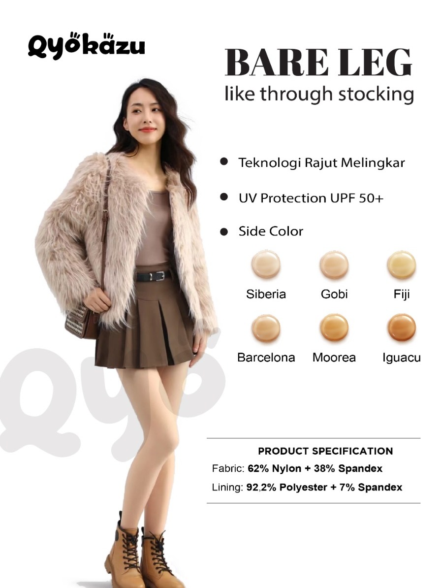 Qyokazu Bare Leg like through stocking UV SEMI kulit jepang Terlihat seperti kulit kaki asli