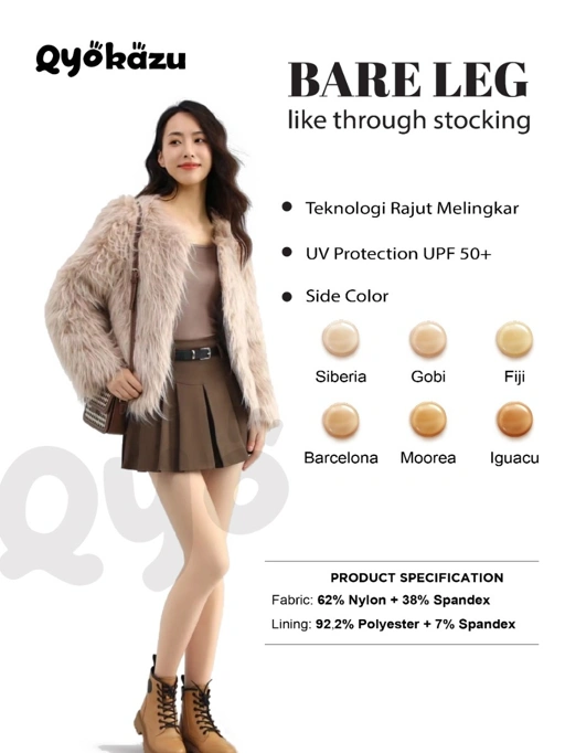 Qyokazu Bare Leg like through stocking UV SEMI kulit jepang Terlihat seperti kulit kaki asli