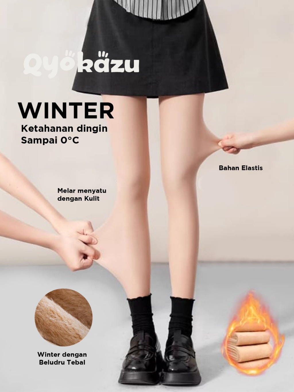 QYOKAZU Bare Leg like through UV stocking WINTER kulit jepang Terlihat seperti kulit kaki asli