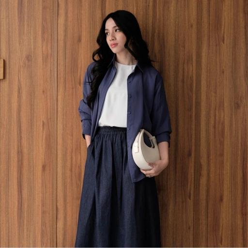 Image of Flowing Shirt Plain | ATKEY - Kemeja Basic Oversized Wanita Lengan Panjang