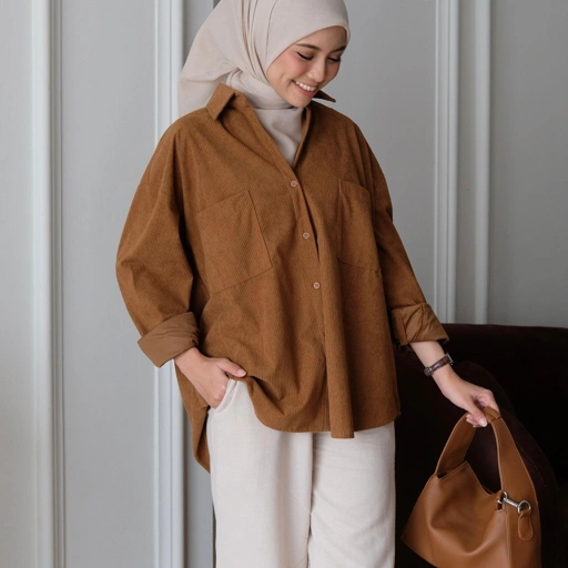 Image of Corduroy Shirt | ATKEY - Kemeja Oversize Wanita Lengan Panjang