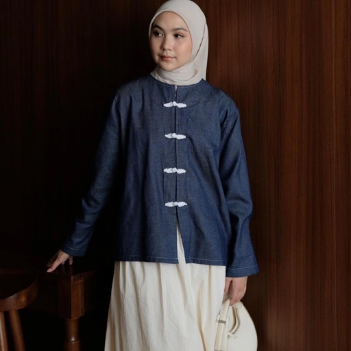 Image of Shui Denim Cheongsam Top