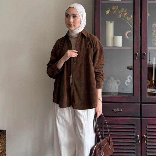 Image of Corduroy Shirt | ATKEY - Kemeja Oversize Wanita Lengan Panjang