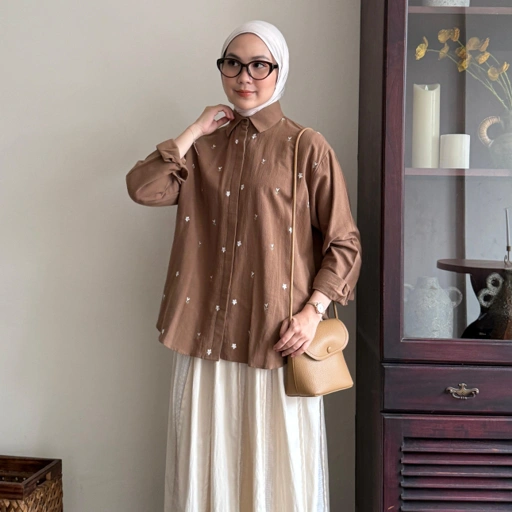 Image of Maisie Shirt | ATKEY - Kemeja Linen Motif Bordir Lengan Panjang