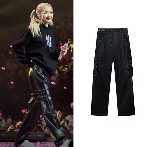 Rose Black Leather Pants