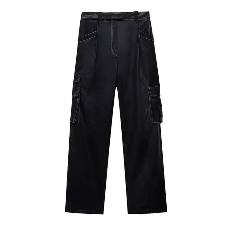 Rose Black Leather Pants