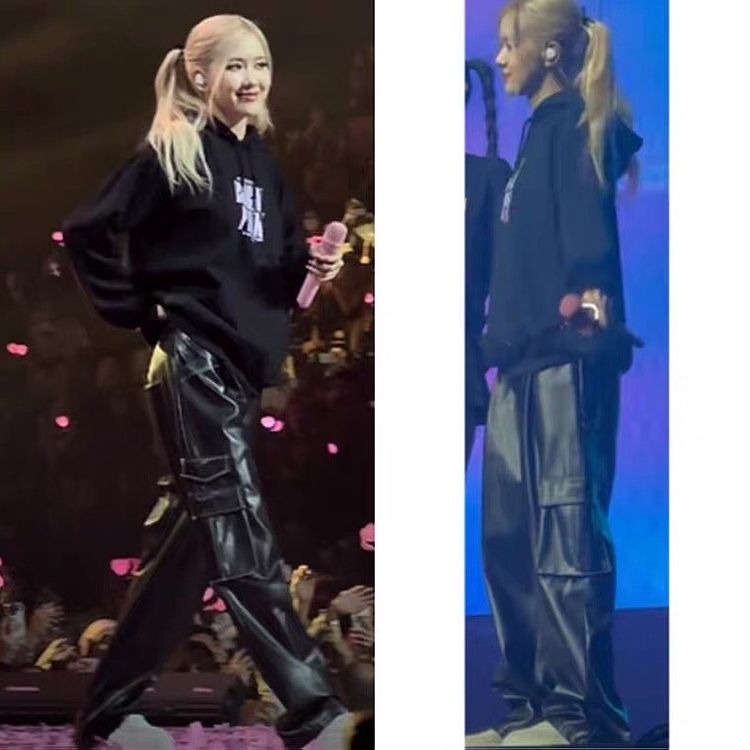 Rose Black Leather Pants