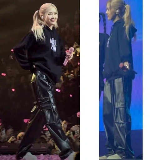 Rose Black Leather Pants