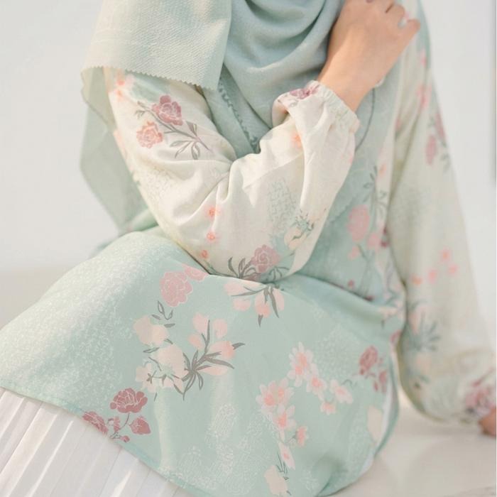 SQUADA ADIWARNA SERIES - Atasan Tunic Wanita Chiffon Cherry Premium Mix Furing Rayon High Quality