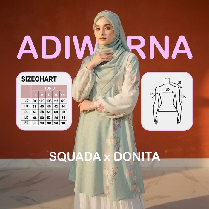 SQUADA ADIWARNA SERIES - Atasan Tunic Wanita Chiffon Cherry Premium Mix Furing Rayon High Quality