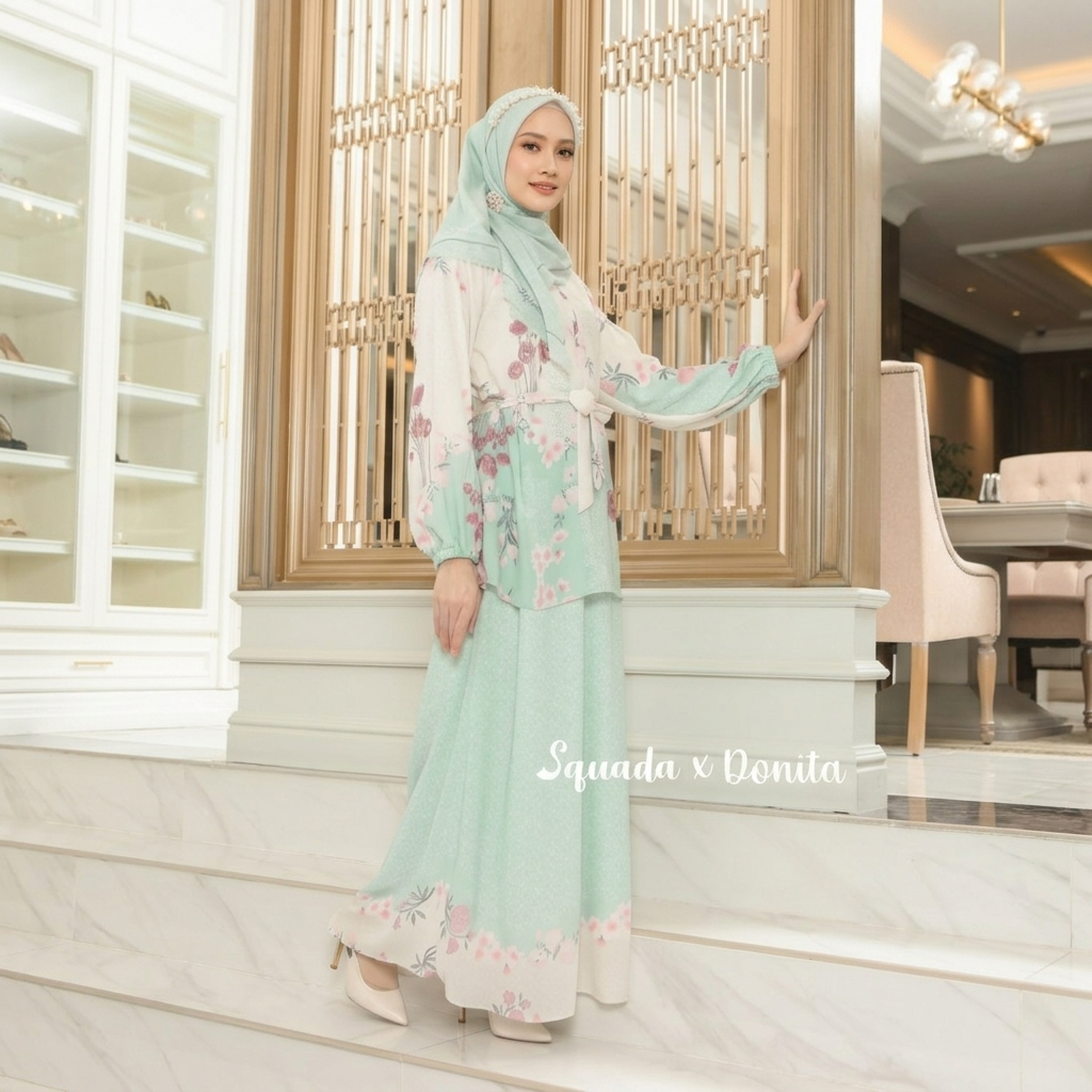 SQUADA ADIWARNA SERIES - Dress Mom Chiffon Cherry Premium Furing Rayon High Quality