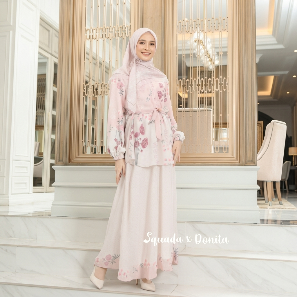 SQUADA ADIWARNA SERIES - Dress Mom Chiffon Cherry Premium Furing Rayon High Quality