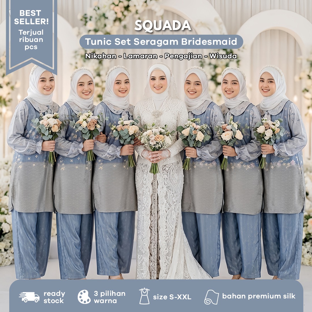 SQUADA NAHRA SERIES - One Set Tunic Silco Silk Premium High Quality