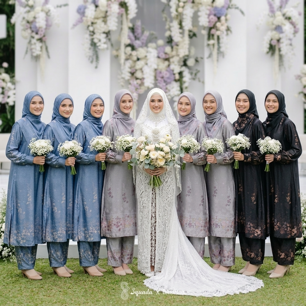 SQUADA RAUDHAH SERIES - One Set Tunic Wanita Silco Silk Premium High Quality