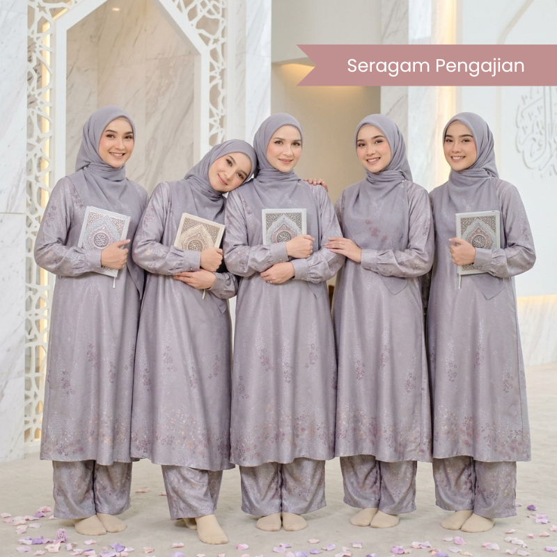 SQUADA RAUDHAH SERIES - One Set Tunic Wanita Silco Silk Premium High Quality