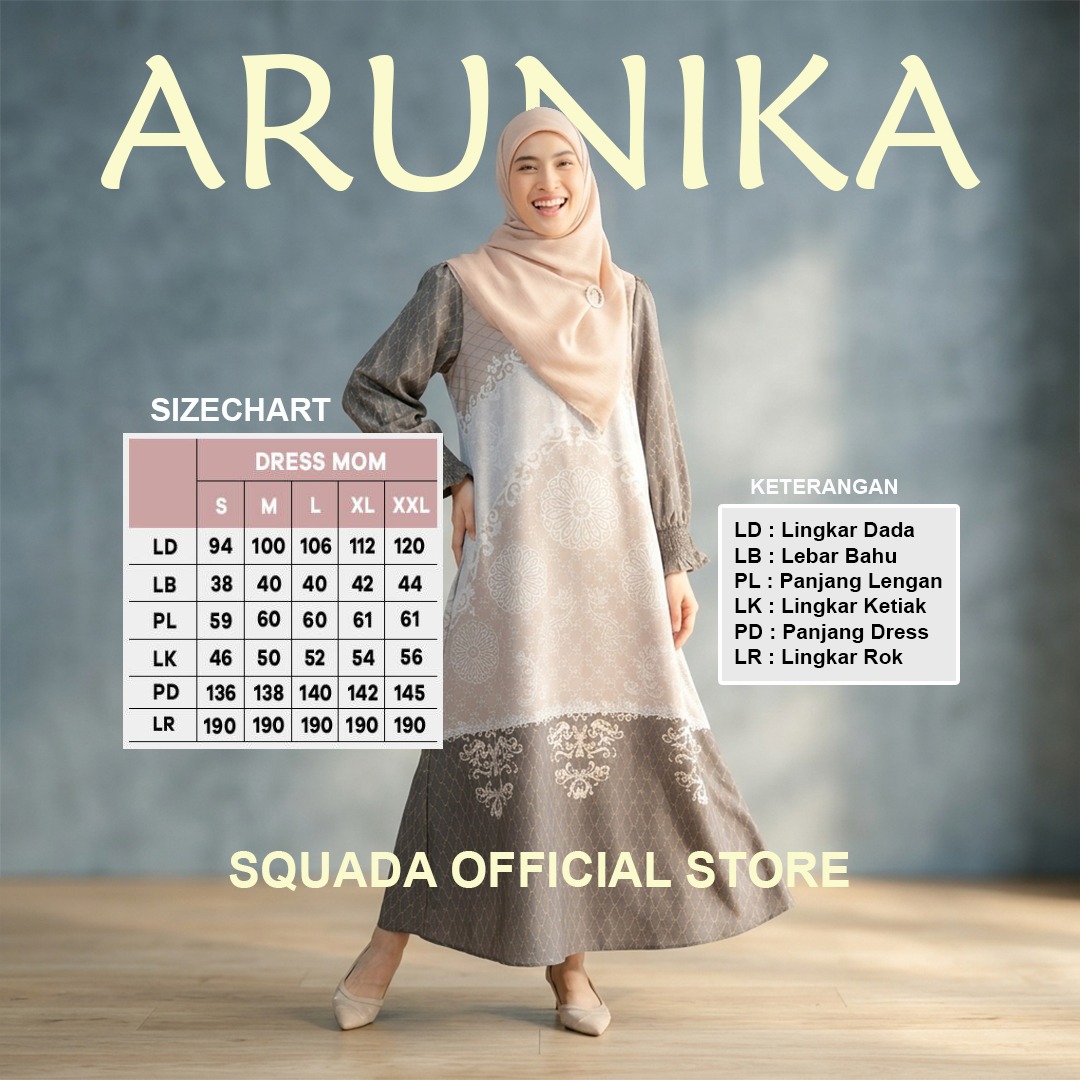 SQUADA ARUNIKA SERIES - Dress Wanita Viscose Dobby Premium High Quality