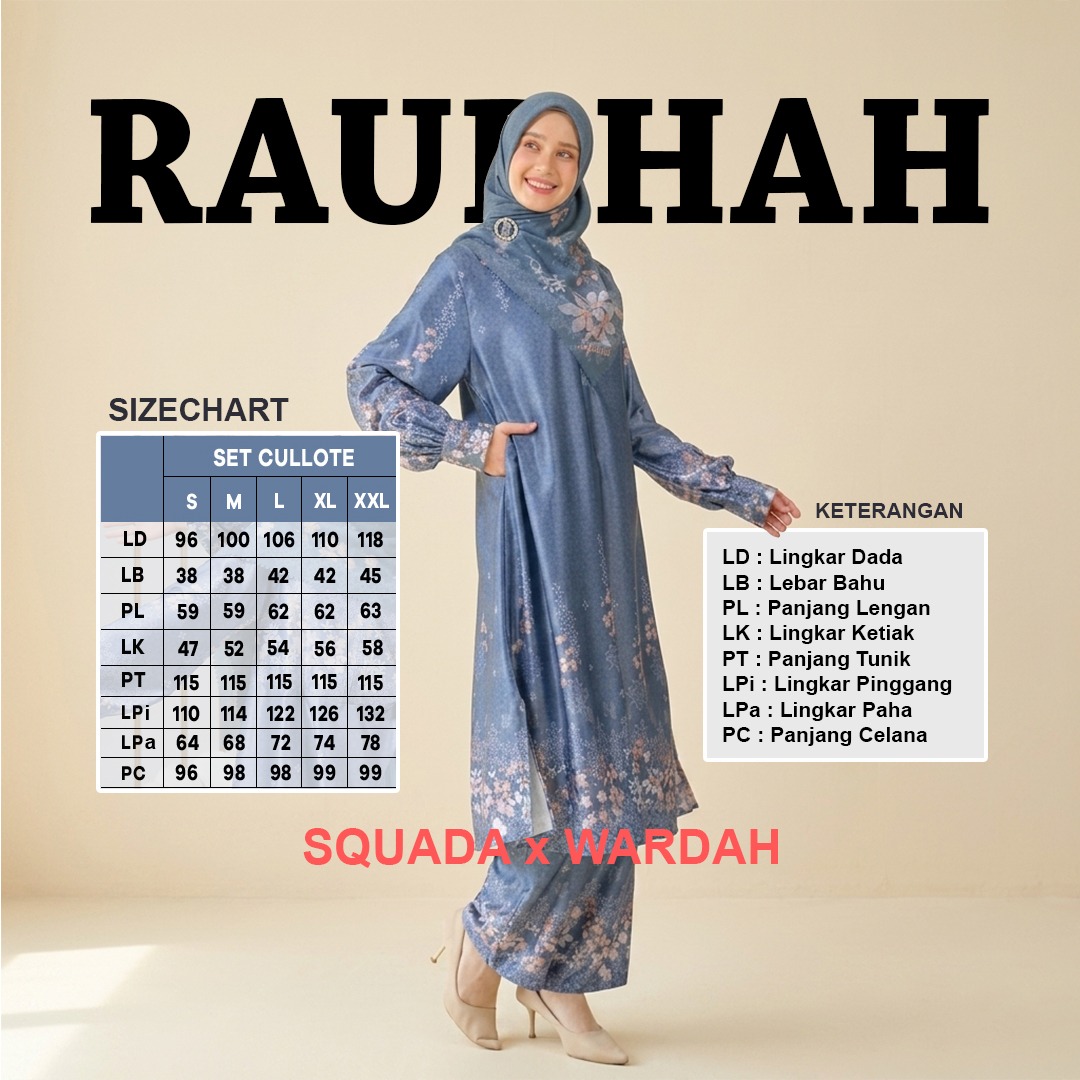 SQUADA RAUDHAH SERIES - One Set Tunic Wanita Silco Silk Premium High Quality
